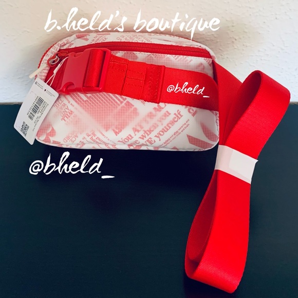 lululemon Everywhere Belt Bag *Manifesto Print in White/lulu Red Brand New NWT - Picture 6 of 15